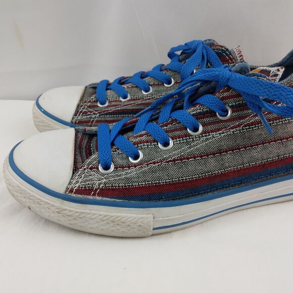 Converse Multicolor Striped Canvas Shoes Low Top Junior Mens 6 Womens 8 8.5 - Picture 8 of 16